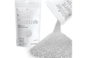 Hemway Glitter Paint Additive Crystals for Acrylic Emulsion Paint, Interior & Exterior Walls, Wood, Varnish, Matt, Gloss, Furniture 100g / 3.5oz - Microfine (1/256" 0.004" 0.1mm) - Silver