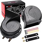 12V High Low Tone 130dB Loud Snail Car Horn Kit(Universal replacement) | Electric Truck Horn,Waterproof &amp; Tweeter/Bass, fits for any 12V Car/Pickup/SUV/Motorcycle/Off-Road Vehicle[2 pack]