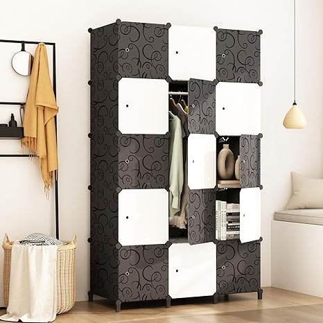 Amazon Joiscope 洋服収納ラック 黒と白い15扉 Diy クローゼット 組み立て式 ワードローブ 収納ボックス 大容量 おしゃれ 収納棚 防塵 防汚 防水 ワードローブ オンライン通販