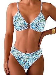 Fanuerg Women's Triangle Bikini Sets O Ring Linked