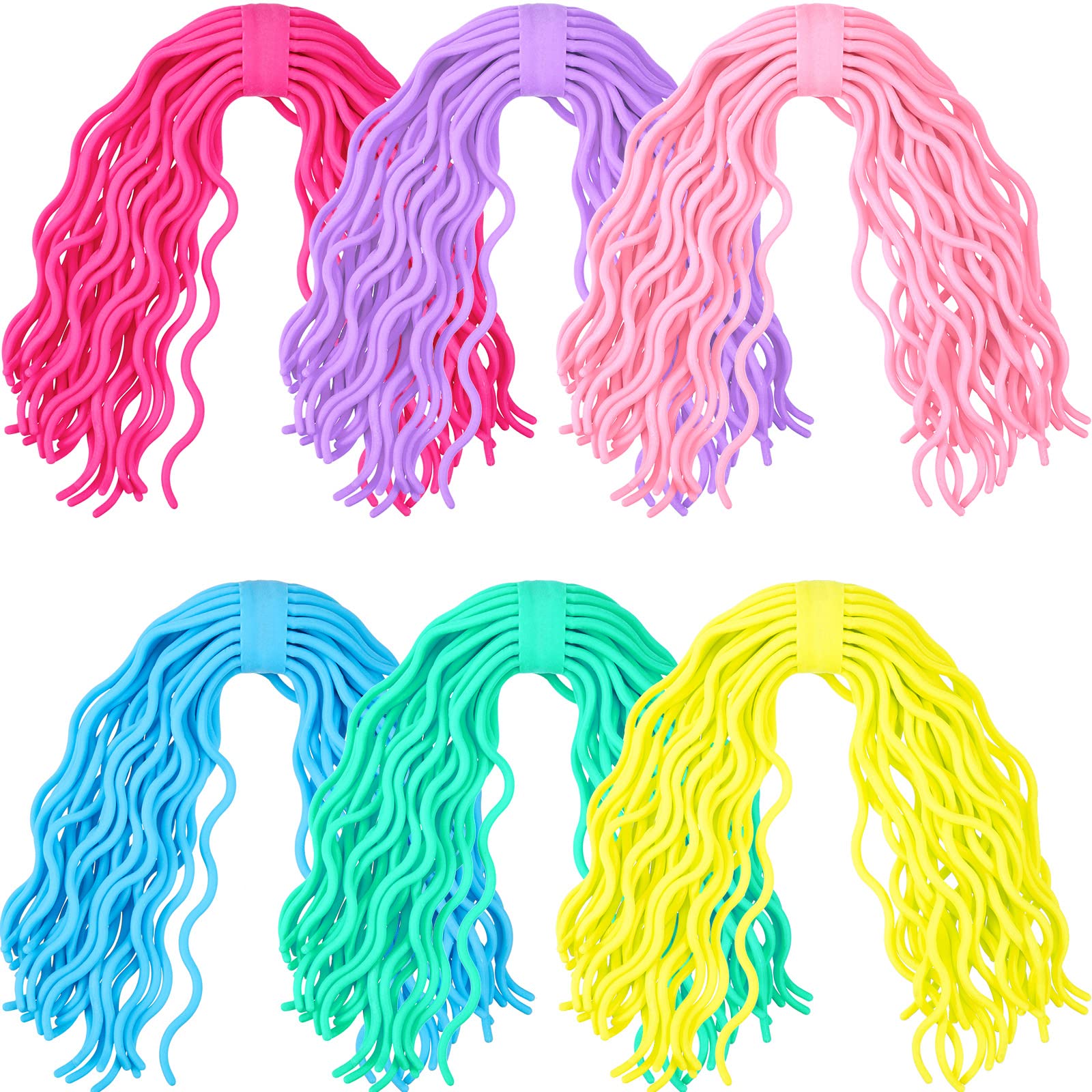 Civaner 6 Pieces Sensory Spaghetti Stretchy Toy Stretchy Pasta Toy Ramen Fidget Strings for Stress Relieve Gifts Early Education Birthday Easter Day Holiday Party Gifts(Multicolor)