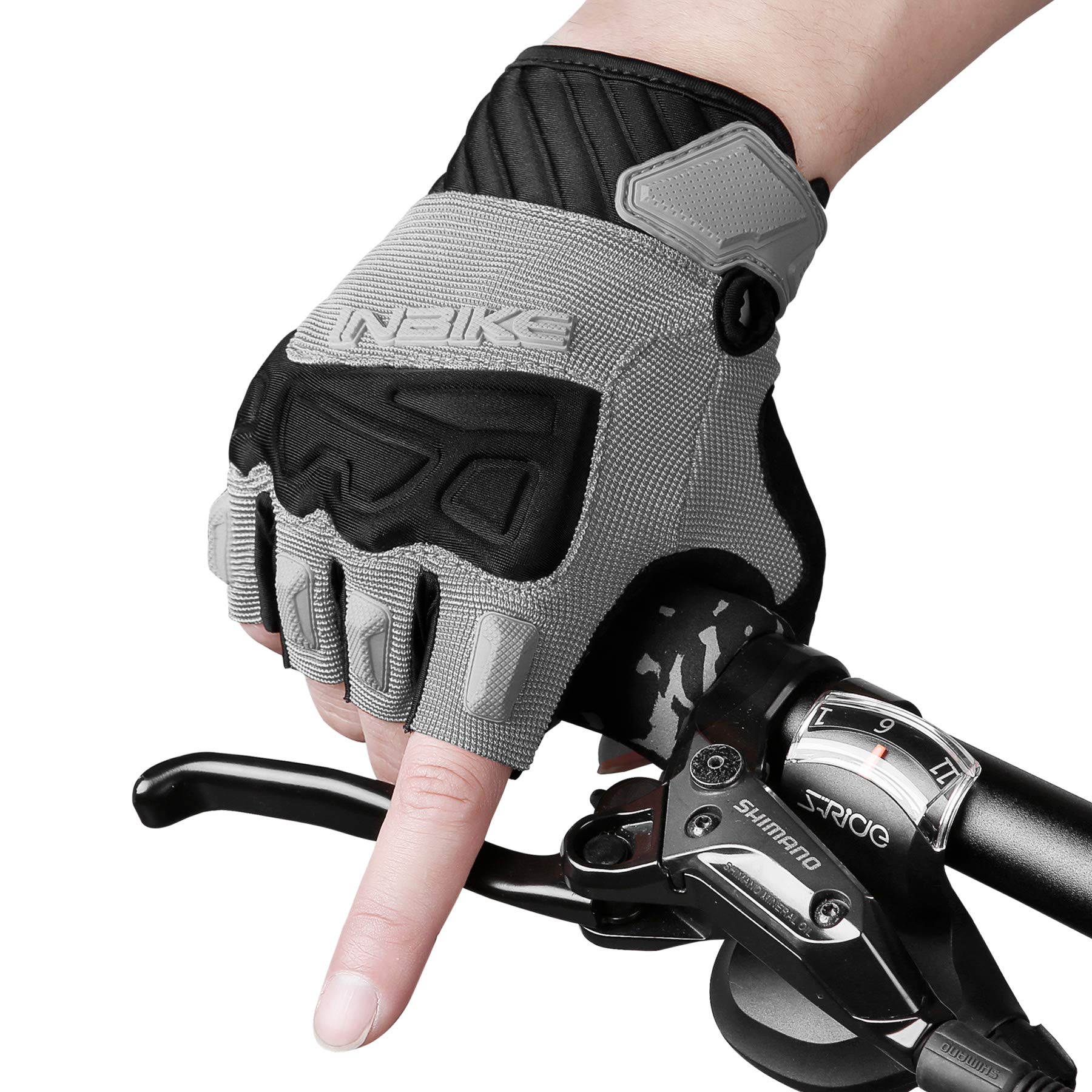 Photo 1 of INBIKE Cycling Bike Gloves - Padded Half Finger Bicycle Gloves with Shock-Absorbing, Anti-Slip, Breathable MTB & Road Biking Features for Men & Women