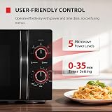 Toshiba Black Mirror Front Microwave 20L 700W 5 Power Levels UK 35min view 6