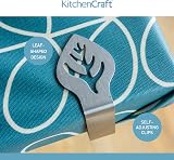KitchenCraft Stainless Steel Tablecloth Weight Clips 4 Pack Leaf Design 6x5 cm view 6