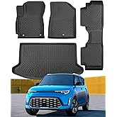 All Weather Floor Mats for Kia Soul 2020-2025 2026 (Only Fits Upper Floor of The Trunk Without Subwoofer) TPE Rubber Rugs Liners& Cargo Mat for Kia Soul 2024 2023 2022 2021 Carpet Car Accessories 4PCS