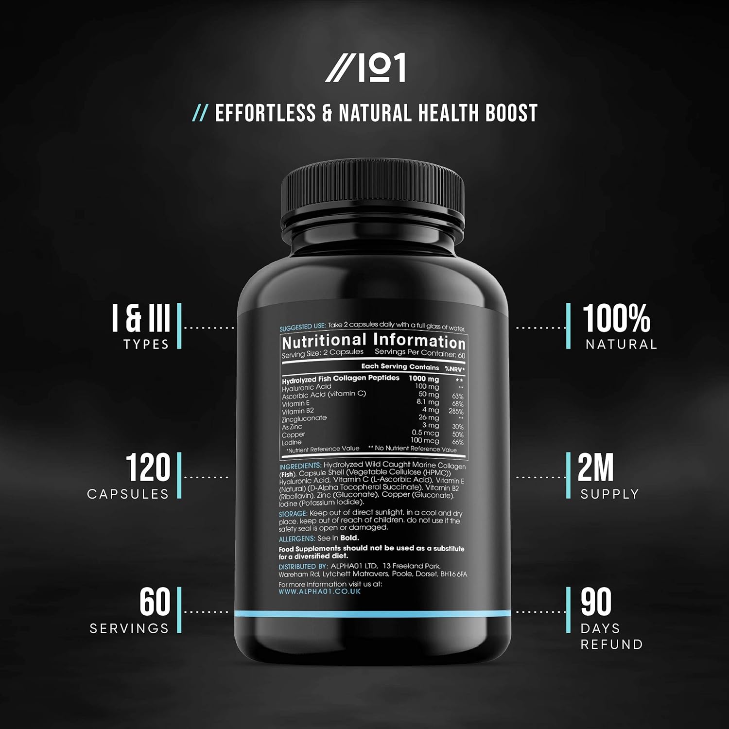 Marine Collagen Capsules 2400mg, Wild Caught with Hyaluronic Acid & Vitamin C - Image 3