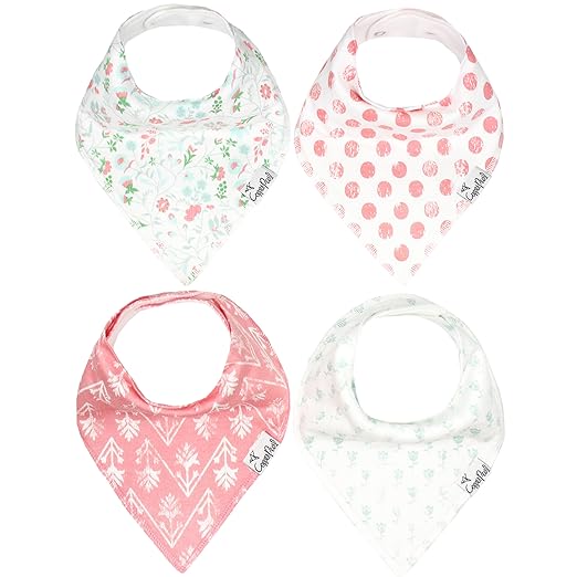 Baby Bandana Drool Bibs for Drooling and Teething 4 Pack Gift Set For Girls âClaire Setâ by Copper Pearl