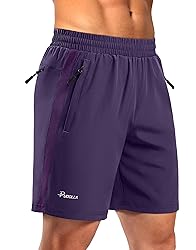 Pudolla Men's Running Athletic Shorts with 3 Zipper