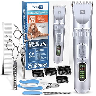Dog Clippers Professional Dog Grooming Clipper Low Noise Rechargeable Cordless Pet Clippers for Dogs Cats Pets Silent Trimmer Dog Grooming Kit