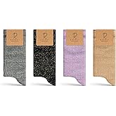 RAFRAY Women's Glitter Socks Crew Length, Premium Shiny Sparkly Socks in Gift Box, 4 Pairs, Size US W: 5-9.5 EU: 36-40