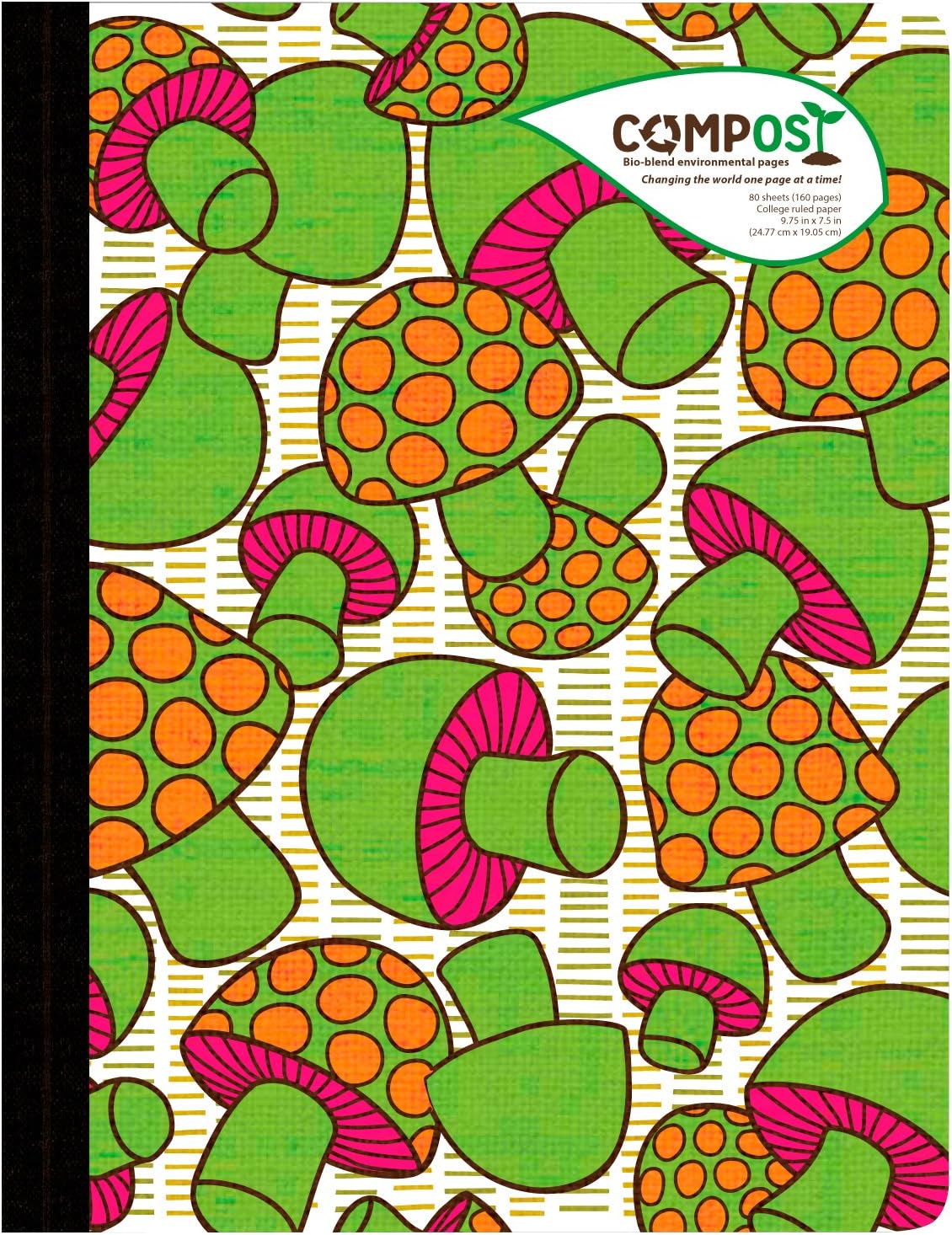 Roaring Spring Compost Books, 9 3/4" x 7 1/2", 80 sheets of 20# BioBase Paper, College Ruled, Vintage Design