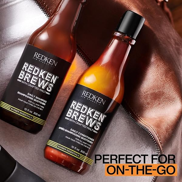 REDKEN BREWS DAILY SHAMPOO FOR MEN – LIGHTWEIGHT HYDRATING CLEANSER FOR ALL MEN’S HAIR TYPES, ADDS MOISTURE AND SHINE TO DRY HAIR, 33.8 FL OZ