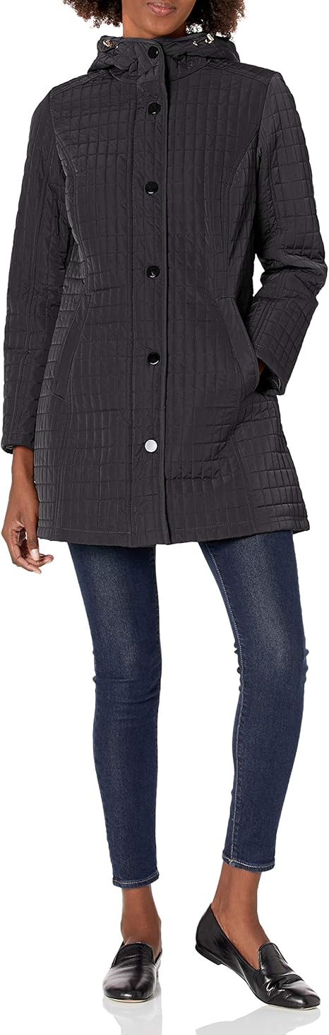 Jones New York womens Quilted Jacket With Hood at Amazon Women's Coats Shop