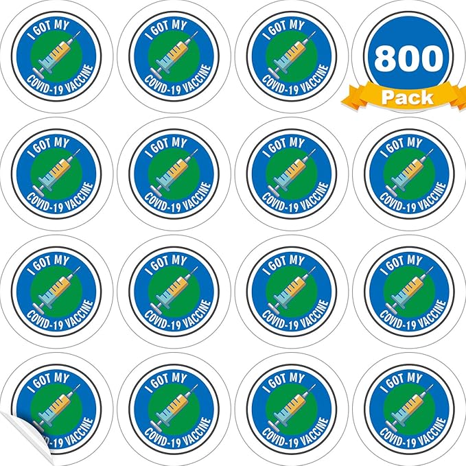 800 Pieces Vaccine Notification Stickers Waterproof Vaccine Decals 1.5