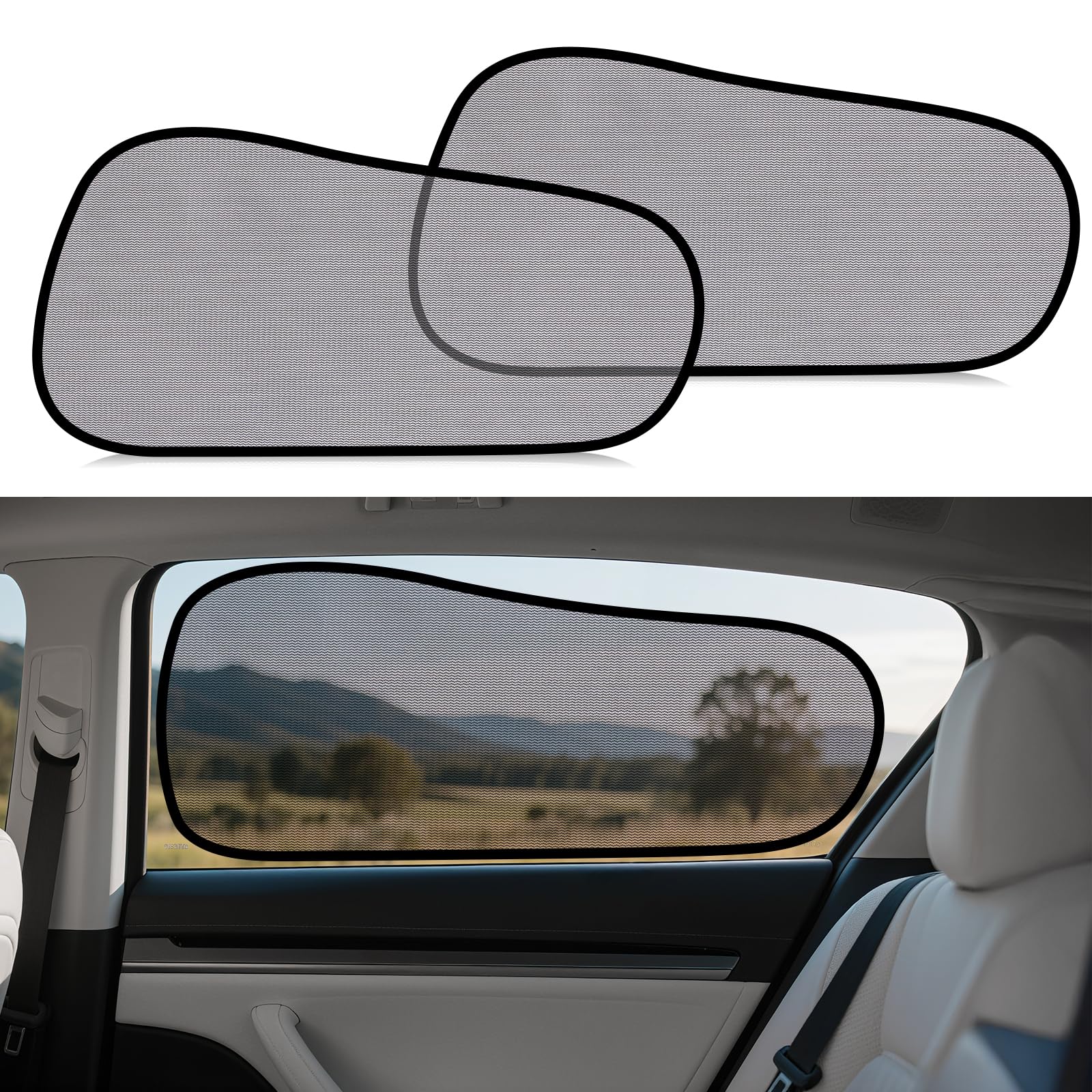 Photo 1 of ZATOOTO Car Window Shades for Tesla Model Y - Sun Shade Transparent Rear Window, Car Window Shade for Baby Blocks 95% UV & Heat, No Adhesive, Easy Install & Remove, Enhanced Driver Visibility