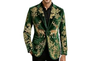 Mens Ugly Christmas Blazers Corduroy Christmas Suit Jacket Xmas Print One Button Holiday Party Jacket with Pockets