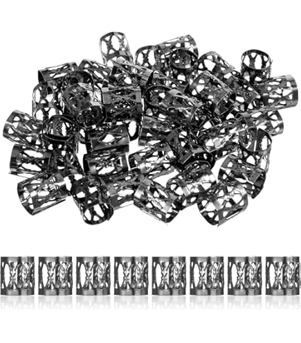 Flosius 100 PCS Iron Dreadlock Beads - Braiding Hair Jewelry For Women - Gold & Silver Hair Accessories - Adjustable Hair Rings And Clips | Buy Now With Express International Delivery - View #2
