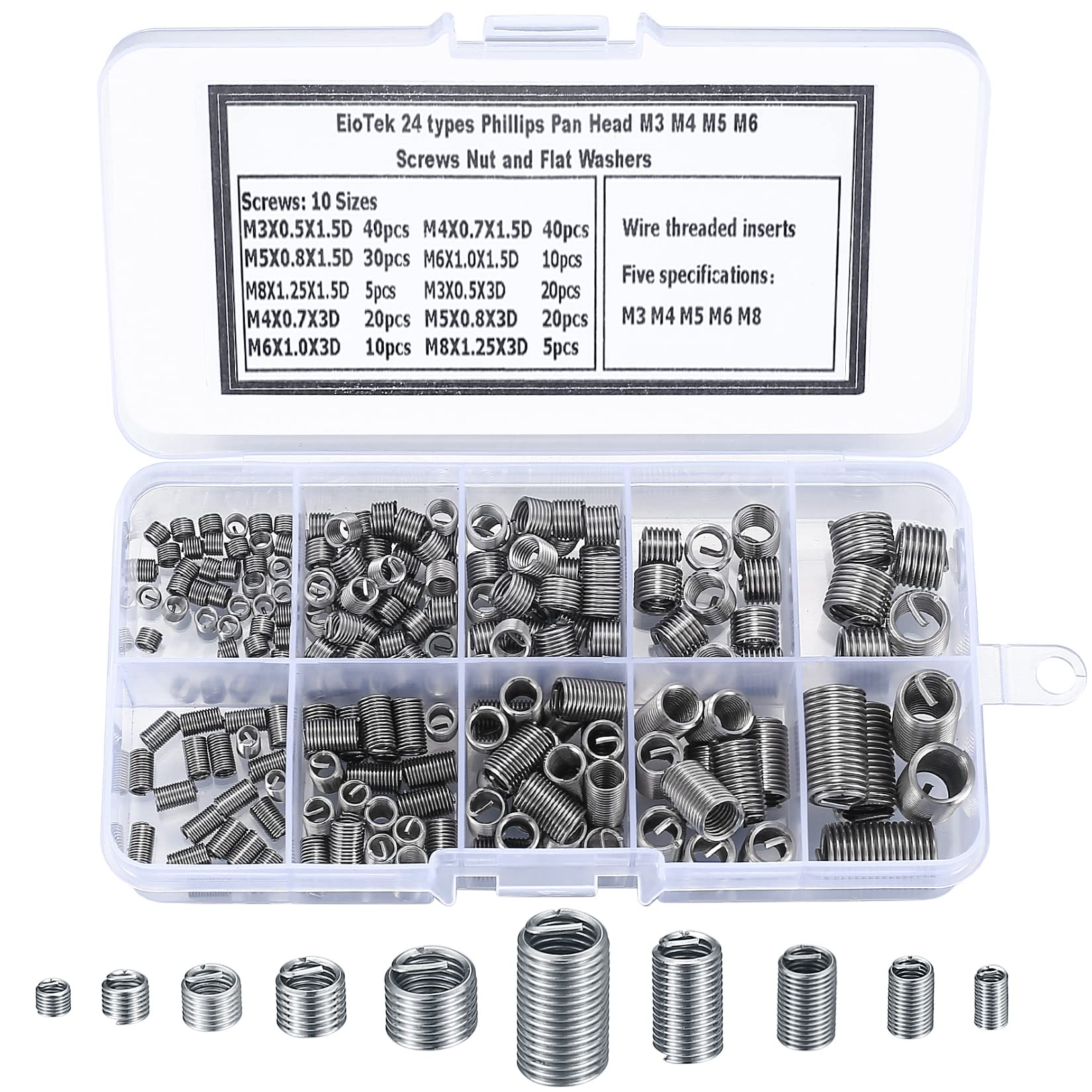 200 Pcs Helicoil Thread Repair Kit, M3-M8 Metric Thread Adapters, Reducing Nut & Sleeve Set