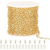 SMYHTGLIF 16.4 Feet Gold Round Circle Jewelry Chains Bulk Roll Gold Plated Brass Chain for Jewelry Making