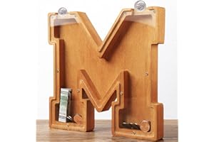 HODNSZRIT Wooden Letter Piggy Bank for Kids Boys Girls Large 26 Alphabet Money Bank Personalized Custom Name Transparent Saving Coin Bank, Perfect Christmas,Birthday Gift for kids Adults and Home Decoration (M)