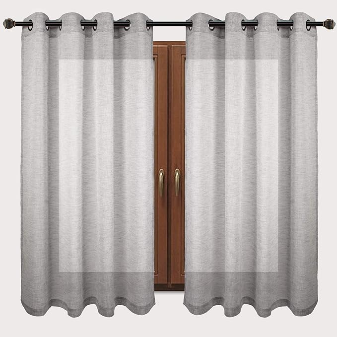Amazon Com Voilybird Vitoria Grey Linen Semi Sheer Grommet
