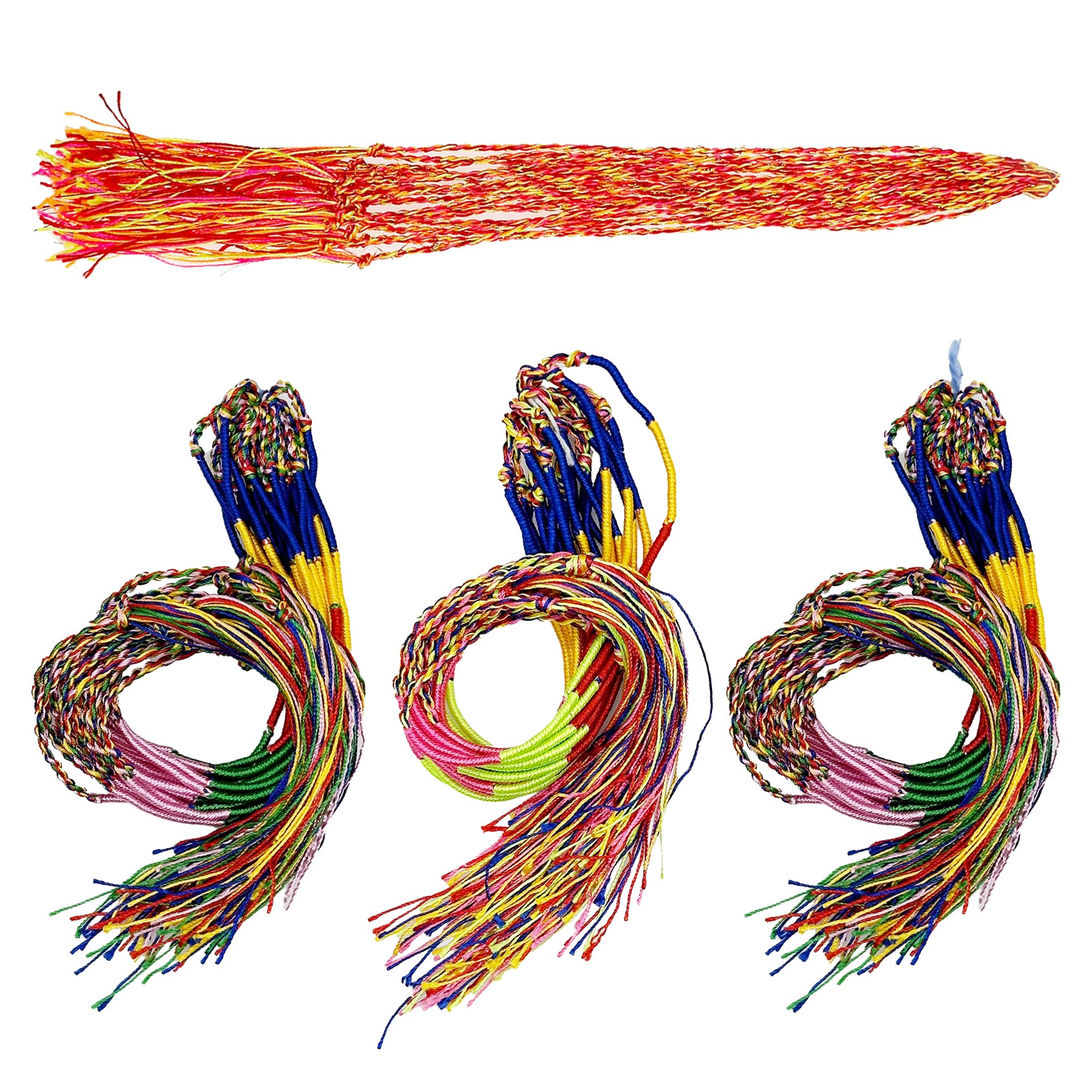 Allazone Handmade Braided Bracelets Assorted Colors Friendship Cords Thread Bracelets, Colorful String Thread Bracelets Friendship Cords Strand Bracelet for Party Favors Supplies (80PCS)