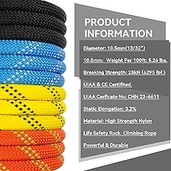 SEAMUS Static Rope 10.5mm UIAA Rappelling Rope 15M