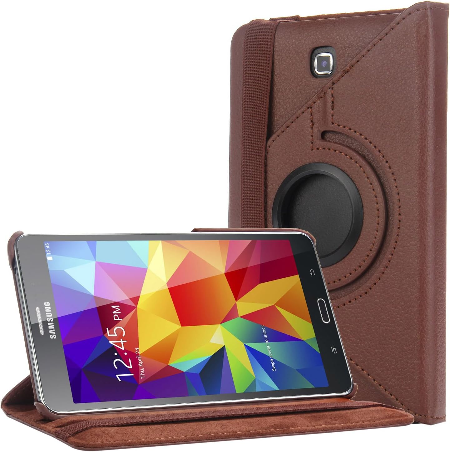 Morli Samsung Galaxy Tab 4 7.0 Case Multi Function PU Leather 360 Degree Rotating Smart Case Cover with Auto Sleep/Wake Feature for Samsung Galaxy Tab 4 7" 7 inch (Brown)
