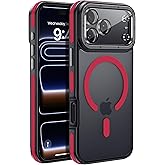 Yzoiko Strong Magnetic for iPhone 17 Pro case with Camera Lens Protector [10Ft Military-Grade Protection] Compatible with fit MagSafe Shockproof Slim Thin Cover case for iPhone 17 Pro 6.3 inch, Red