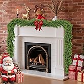 2 Pack 9 Ft Artificial Norfolk Pine Garlands - Christmas Decor Realistic Pine Garland, Green Faux Greenery Garland for Table, Mantle, Fireplace, Wall, Indoor Outdoor Winter Christmas Decorations