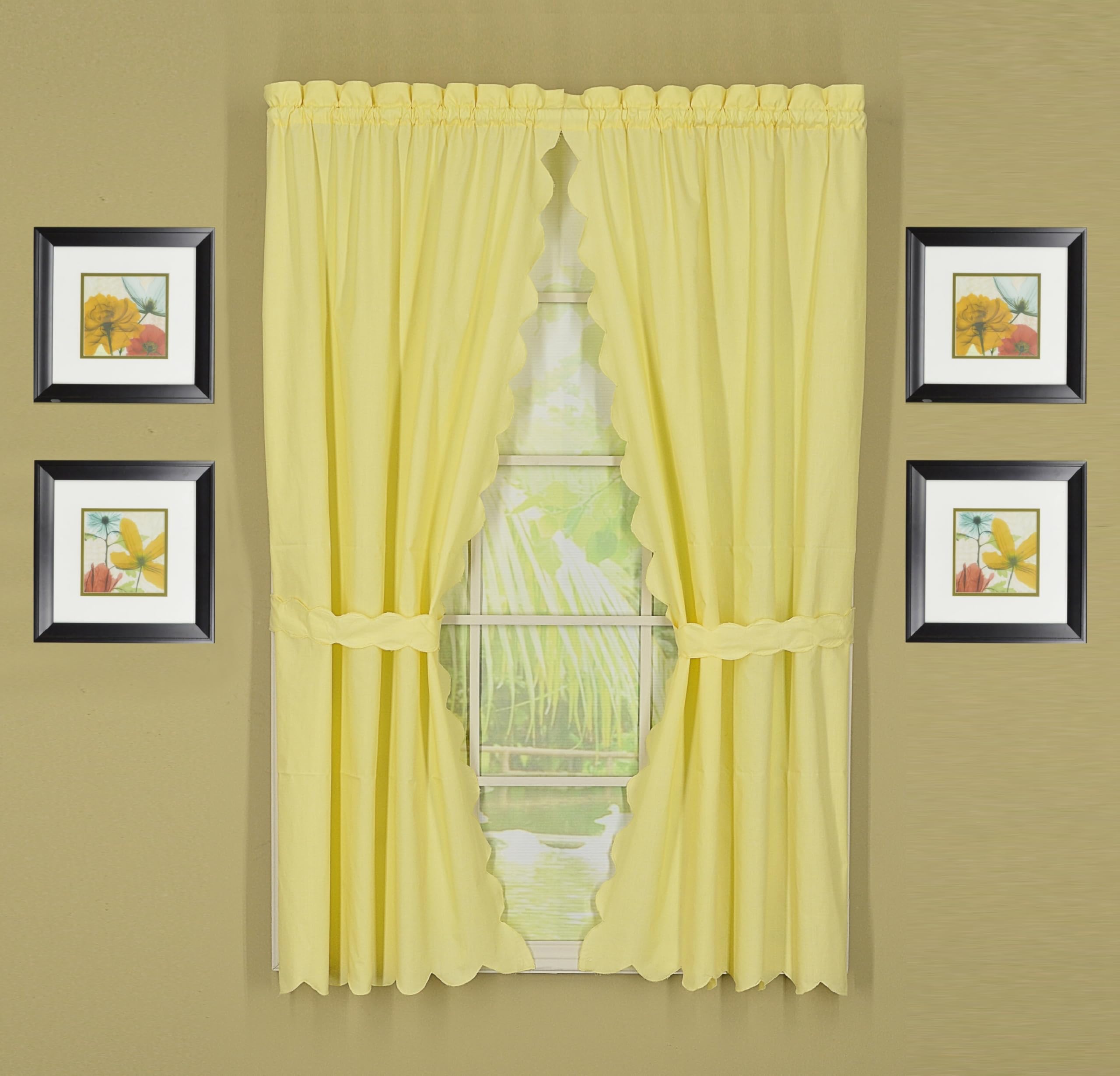 Today's Curtain Panel Pair and Tieback, cotton and poly blend, Buttercup, 60" W x 54" L (Pack of 1)