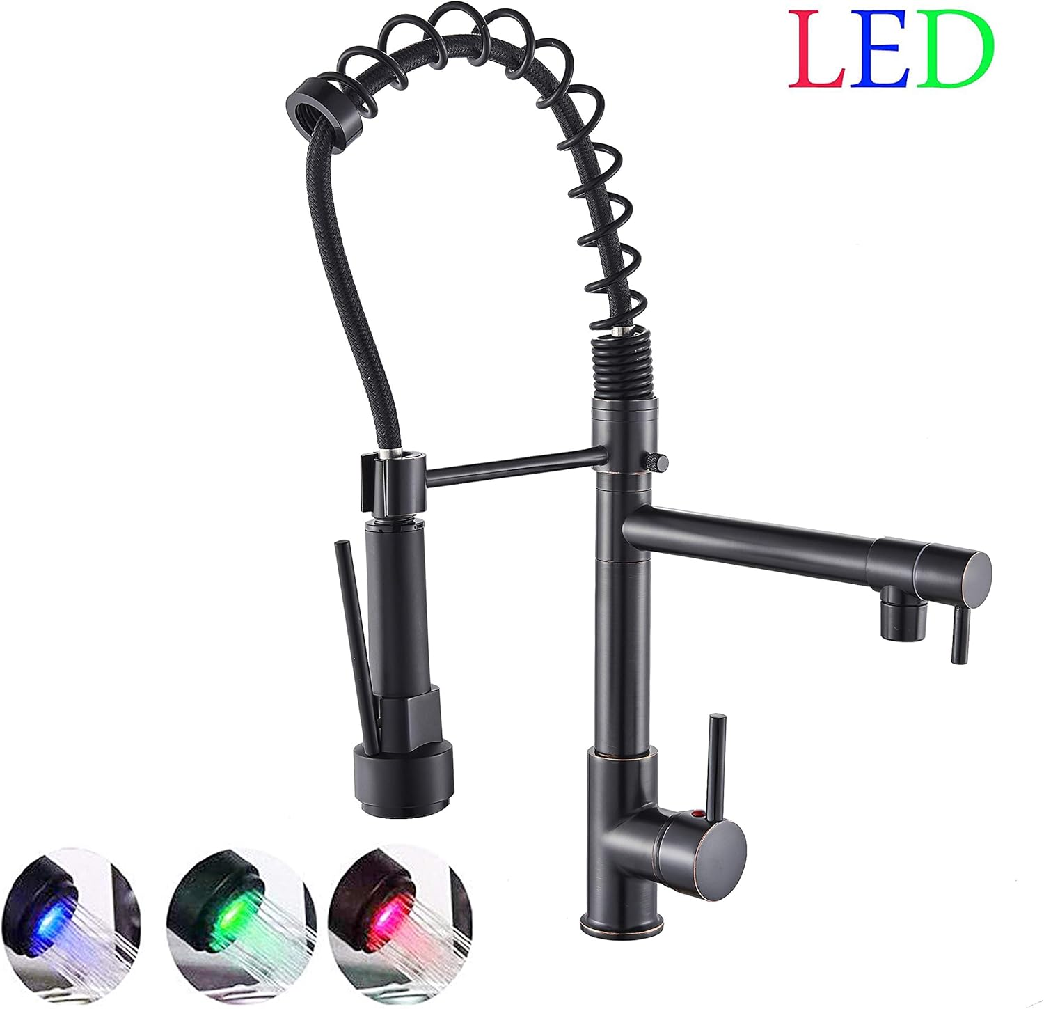 Suguword LED Küche Wasserhahn Frühling Küche Mischbatterie Waschbecken