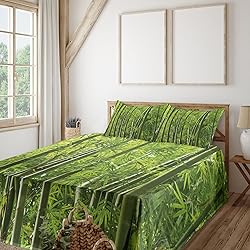 Ambesonne Forest Sheet Set, Exotic Tropical Asian