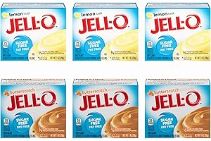 THE HUNGRY GORILLA Jell-o Sugar Free Pudding 6 Pack – Variety Pack of 2 Flavors jello Lemon and jello butterscotch in a box