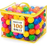 Suncuber Ball Pit Balls for Toddlers: 50 100 200 Colorful Non-Toxic Balls with BPA-Free, Phthalate-Free, Crush-Resistant Polyethylene Plastic, 2.2 Inches, Perfect Toy for Boys and Girls Play