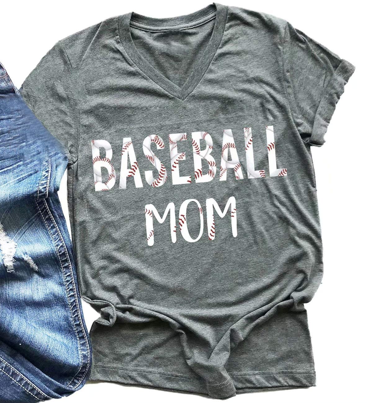Baseball Mom Shirt For Funny Graphic Tees Letter Print Tops T Shirt