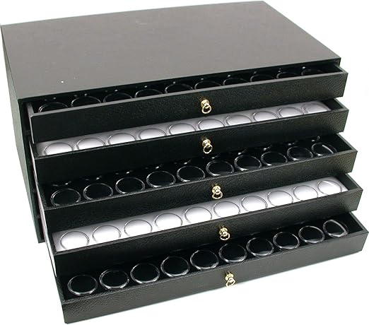 Amazon Com 5 Drawer Jewelry Organizer Display Case 250 Gem Jars