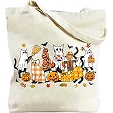 Xasopffe Halloween Tote Bag for Women, Pumpkin Bags for Candy Goodie Grocery Shopping, Halloween Gifts for Party Favor Supplies