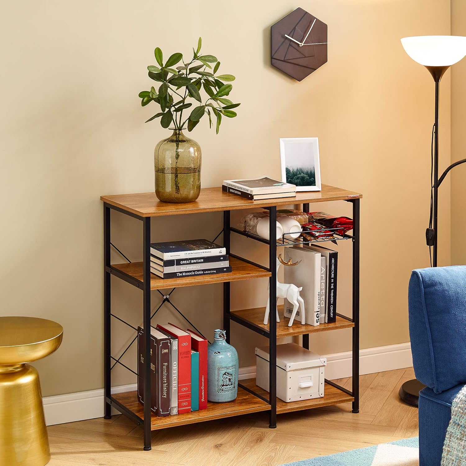 Mr IRONSTONE Kitchen Baker's Rack Vintage Utility Storage Shelf Microwave Stand 3-Tier+3-Tier Table for Spice Rack Organizer Workstation - Standing Baker's Racks