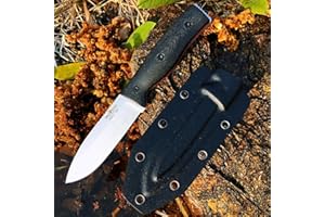 Watchman F017 9.45inch Fixed Blade D2 Knives with Sheath,Big Full Tang Bushcraft Knife with Kydex Sheath Hunting Knife with Mircarta Handle for Camping, Survival, Fishing (Black)