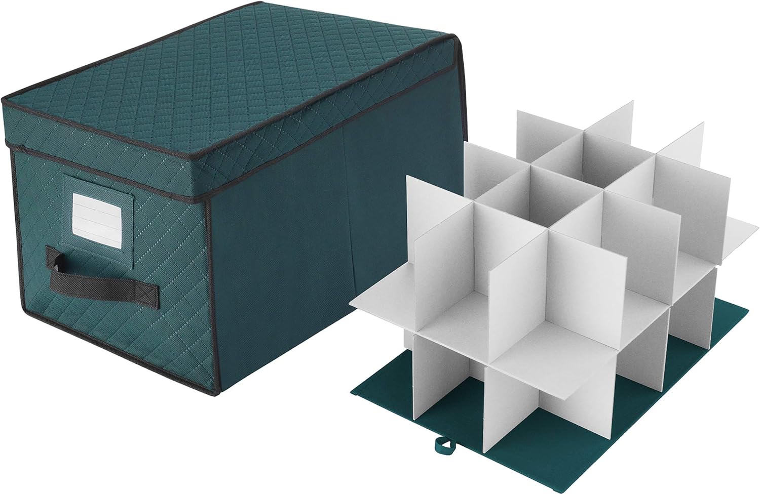 Holiday Décor Storage - Ornament Storage Box-Green Holiday Organizer Cube- 24 Individual 4” Compartments & Dividers-Flip Top Lid-For Christmas Bulbs & Decorations by Elf Stor