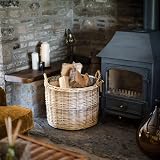 Arthur Cameron Deluxe Circular Wicker Log Basket with Handles & Lining (Large, view 4