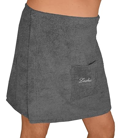 Lashuma Saunahandtuch Herren Dunkel Grau - Saunakilt Lausanne mit Tasche Größe: L/XL