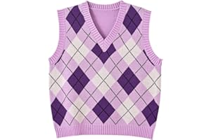 Hyipels Women's Sweater Vest,Y2K Sleeveless Pattern Preppy Style Knitted Crop Tank Top for Girl