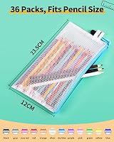 Smarpau A6 Mesh Document Bag 36Pcs Clear Pencil Case Zipper Bags 12 Colors view 2