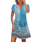 ETCYY Women's Casual T Shirt Dress Short Sleeve Summer Dresses 2026 Spring Clothes Boho Beach Vacation Sun Dress with Pockets