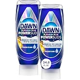 Dawn Platinum Plus PowerSuds EZ-Squeeze Dish Soap Liquid, Dishwashing Liquid, Grease Removal, Upside Down Bottle, Fresh Rain Scent, 2x17.4 Fl Oz Bundle