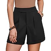 Arach&Cloz Women's Linen Blend High Waist Business Casual Wide Leg Shorts 2026