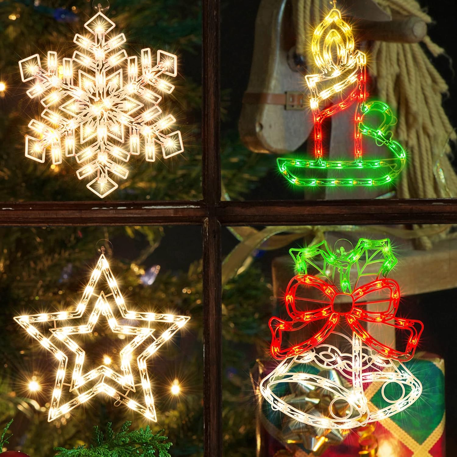 Tree Stands - TWINGLEHOME50L Christmas Sculpture,Including: Snowflake x1,Candle x1,Bell x1,Star x1…