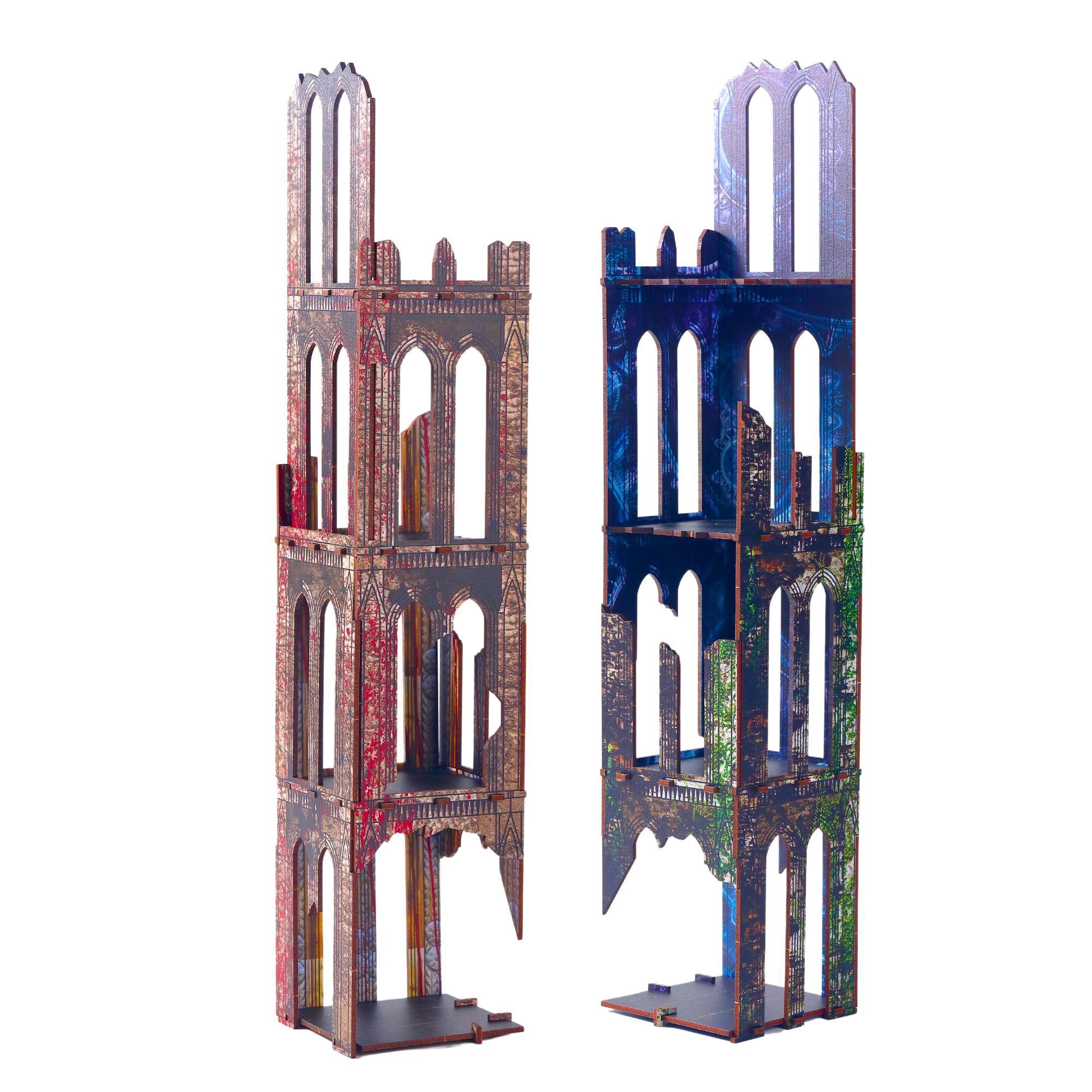 Gothic Sci-Fi Towers Ruin Terrain Set for WH40K, D&D Pathfinder, Painted Modular Building Tabletop Scenery for 28mm Kill Team Miniatures, RPG Wargames, Battlezone Creation Kit for Tactical Gameplay — image 1